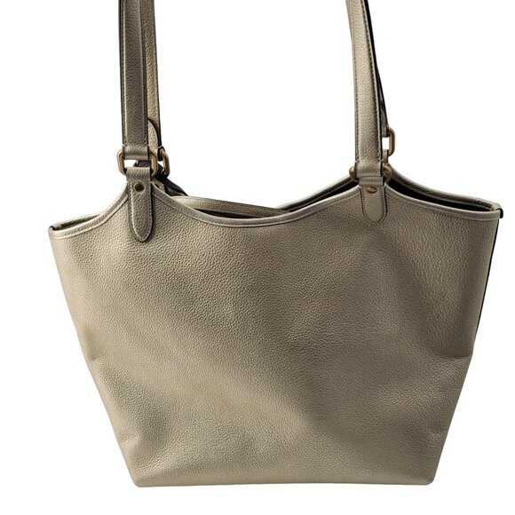 Coach Gold Metallic Leather Tote Bag Purse Wallet Logo Pouch - Picture 4 of 14
